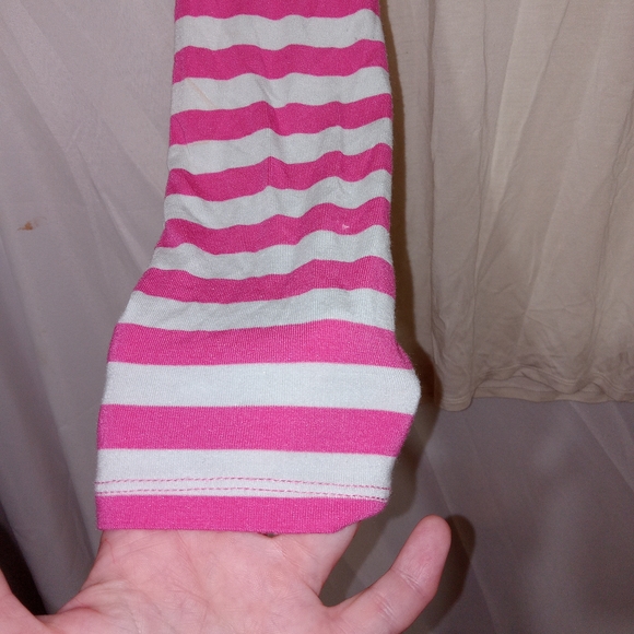 MATILDA JANE Anytime PJ Top Raglan Long Sleeve Stripe White Pink M Cozy EUC - Picture 2 of 9